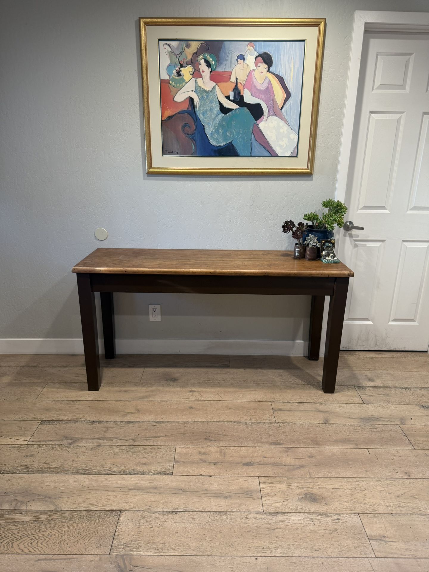 Two Tone Solid Wood Console Sofa Entry Table 60” X 20”