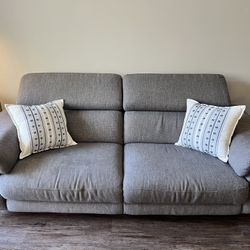 Living Spaces 85" Grey Reclining Sofa with USB - $200