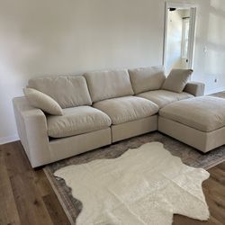 Modular Sectional “ Cloud “ Sofa Couch with Ottoman Chaise