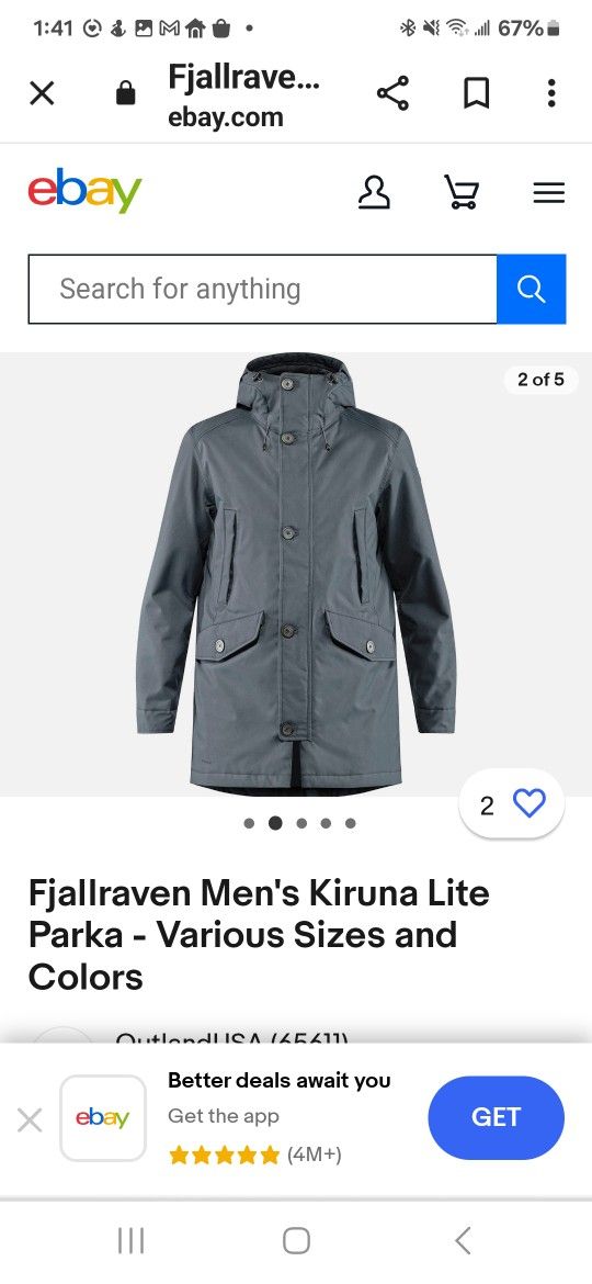 ALMOST NEW FAJLLRAVEN KIRUNA LITE M PARKA.