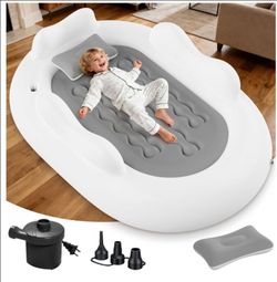 65 inch Total Length Inflatable Toddler Bed for Travel Safety Guard Rails 300lb Capacity Blue
360° Safety Rails Prevent Rolling; 20s Fast Inflation; P