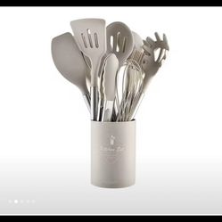 Set of 12 Non-Stick Silicone Kitchen Tools in Free from BPA, Heat-Resistant, with Stainless St