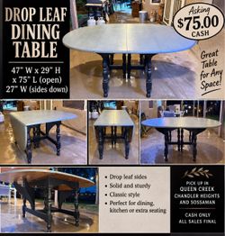 Drop Leaf Dining Table – Great Space Saver!