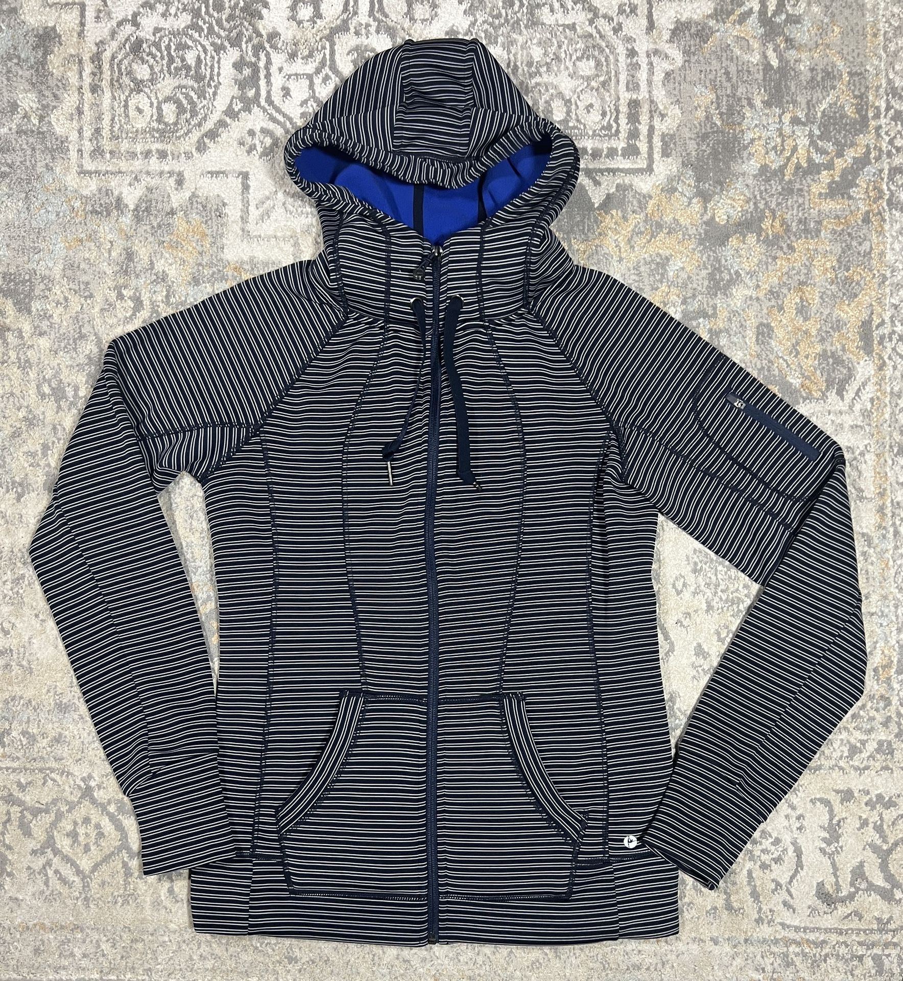 90 Degree by Reflex Jacket Womens Size S Activewear Zip Up Hoodie Navy Striped  