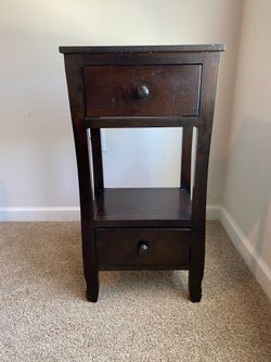 Dark Wood End Table / Nightstand with 2 Drawers