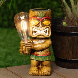 Solar Tiki Lighted Statuary, Multicolor Outdoor Patio Garden Decor