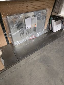 Lutalo 35 in. W x 23 in. H Rectangular Metal Framed Pivot Wall Mounted Bathroom Vanity Mirror in Brushed Nickel New$40