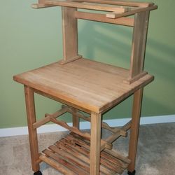 Wood Kitchen Cart With Butcher Block Top