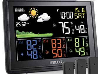 BALDR Wireless Color Weather Station With 3 Remotes