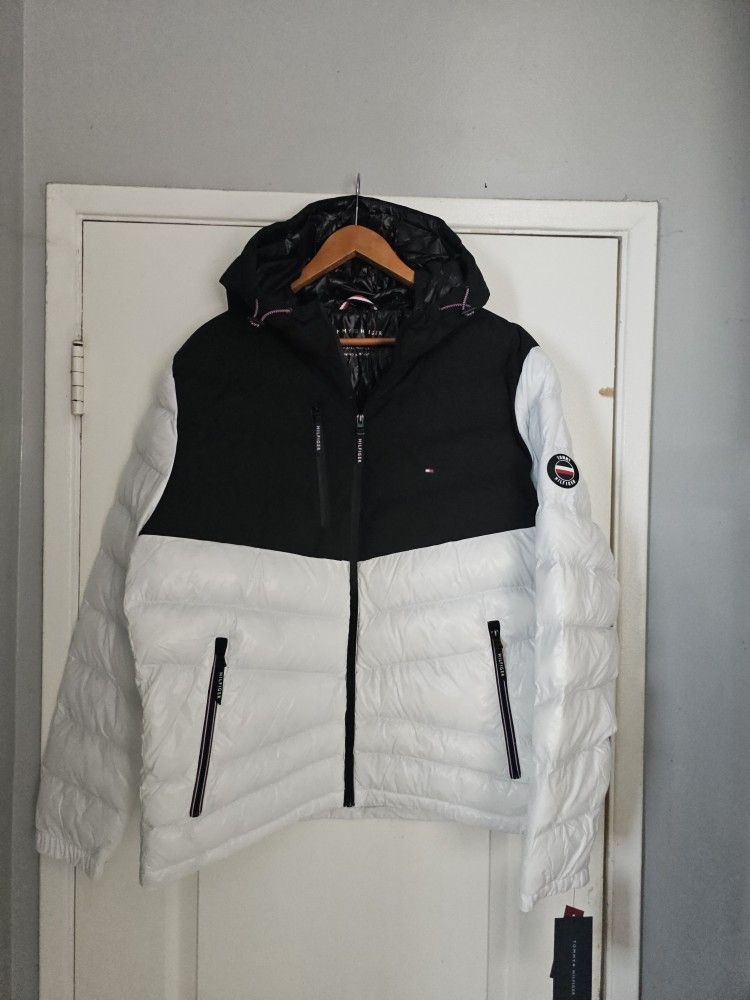 Men's Tommy Hilfiger Jacket White Black Large New