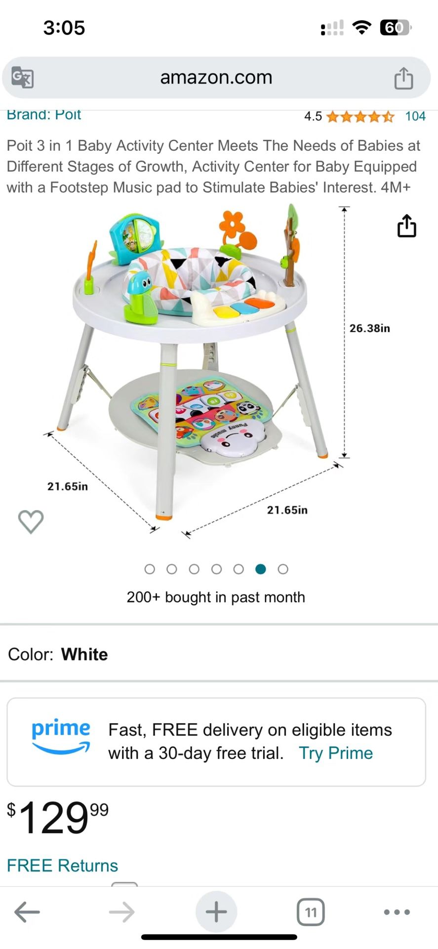 Poit 3 IN 1 Baby Activity Center Meets