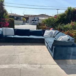 Pampa Blue Sectional Sofa Couch.