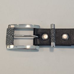 VIintage Judith Jack Sterling Silver 2 Piece Belt Buckle And Leather Belt