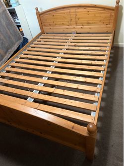 Queen bed frame solid wood $60