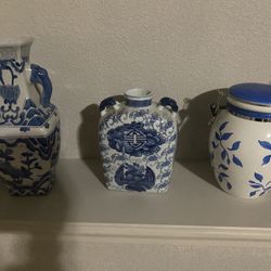 Blue and White Decorative Vases