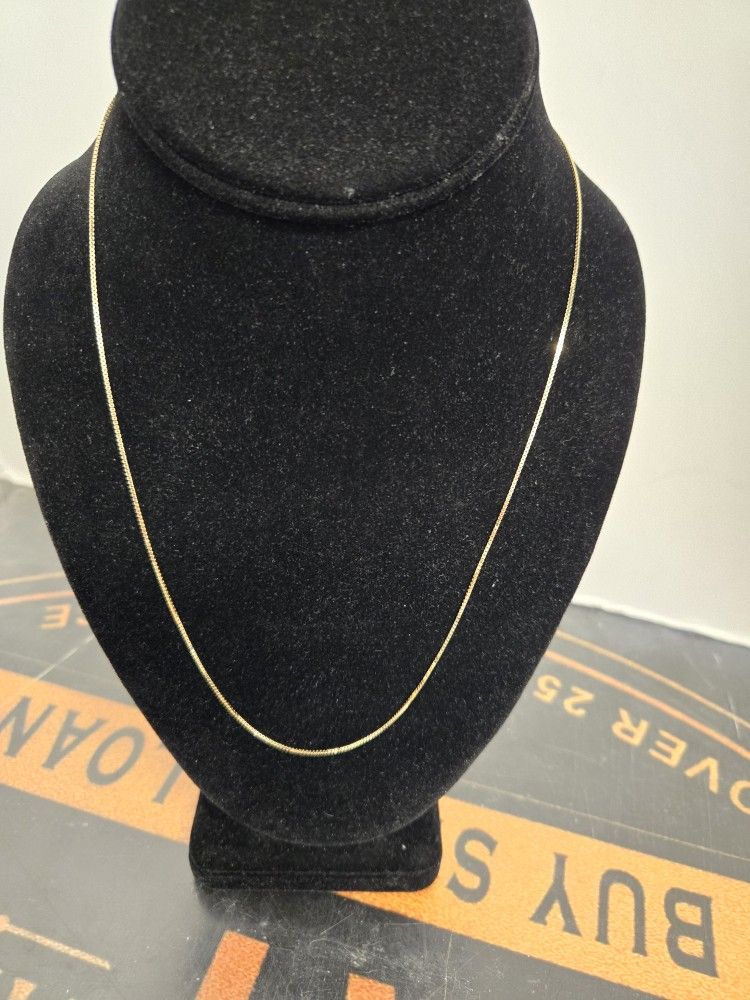 Thin 20 Inch Gold Box Link Necklace