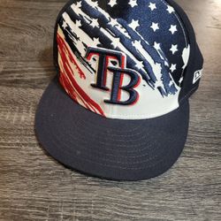 Fitted Patriotic Tampa Bay Rays 7 1/8 Official MLB 59 Fifty Hat Cap Flag & Stars USA