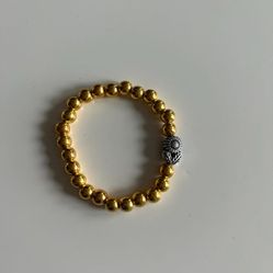 Golden Handmade Bracelet with Silver Sunflower Charm Summer Vibes