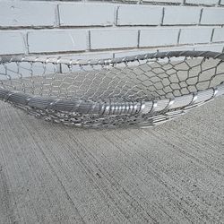Vintage Wire Bread Basket Silver Tone Oval Mid Century Kitchen Decor
