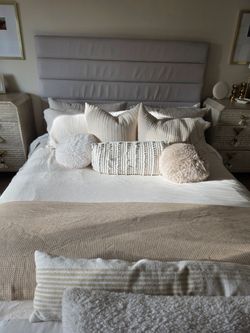 Calking leather bed frame