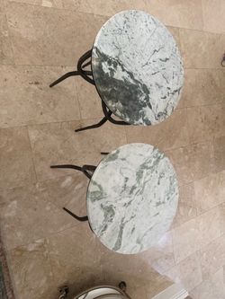 Pair of Round Marble Top Side Tables
