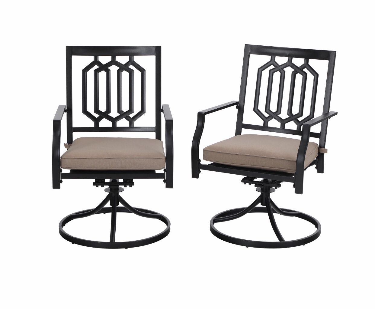MF Studio Outdoor Metal Swivel Chairs Set of 2 Patio Dining Rocker Chair with Cushion Furniture Set Support 300 lbs for Garden Backyard Bistro