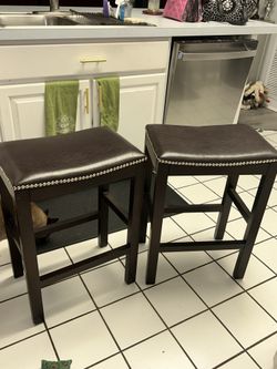 Brown studded bar stools