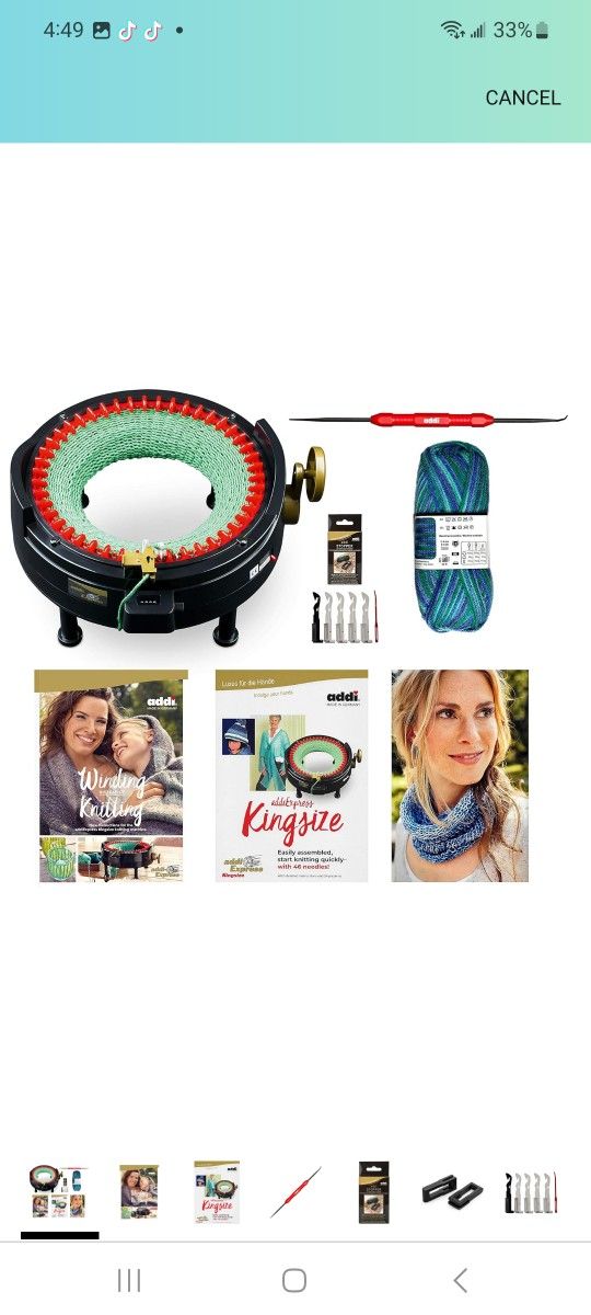 New Improved Version Of addi Express Kingsize Extended Starter Kit With New Improved Mechanical Row Counter. Knitting Machine, 2 Pattern Books, Hook, 