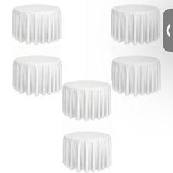 Six Round Tablecloth White 90”