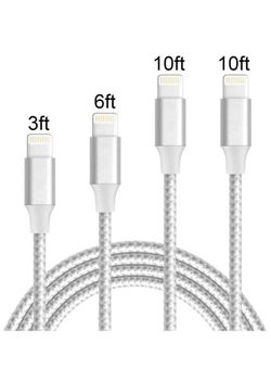 iPhone Charger,Mfi Certified Lightning Cables 4 pack 3FT 6FT 6FT 10FT to USB Syncing Data and Nylon Braided Cord Charger for iPhone XS/Max/XR/X/8/6Pl
