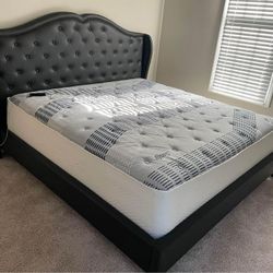 🥶🔥Brand New Black Wingback Platform King & Queen Size Bed Frame - Mattress | Pay After Delivery 🚚