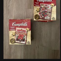 2 UNOPENED, VINTAGECAMPBELL SOUP PUZZLES - NEW - BOXES DENTED. 