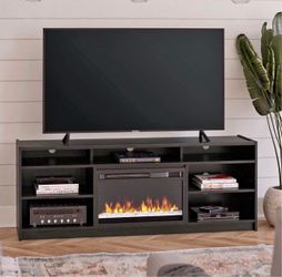 Ameriwood Home Luna Fireplace TV Stand for TVs up to 75", Nightfall Oak