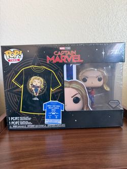 Funko Pop Tees Captain Marvel Diamond Collection Set Size L