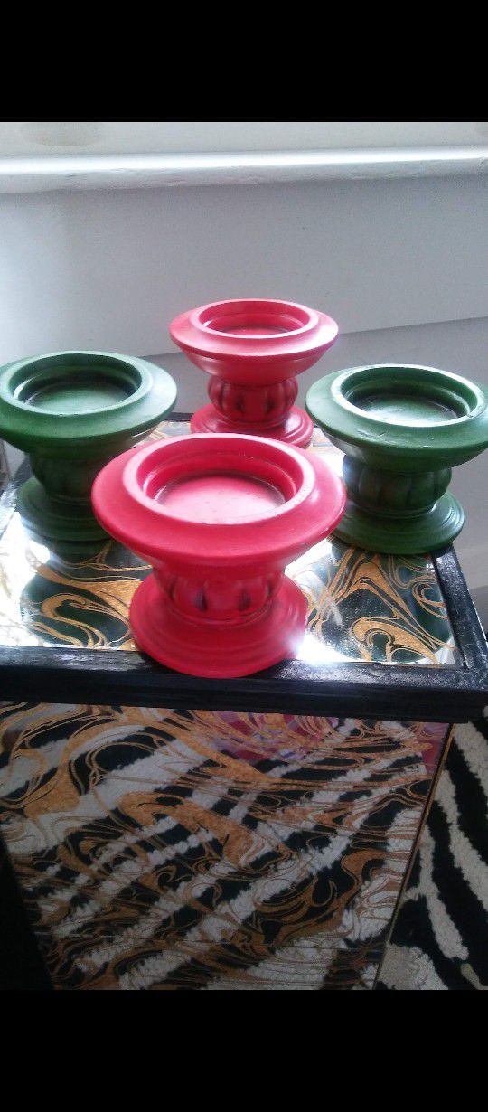 Large Porcelain Candle Holder Set Of 4 Or Pair Of Two Red Candle Holder Green Candle Holder Home Decor 
