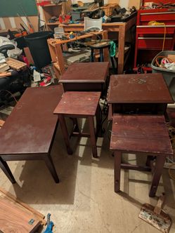 assorted all wood tables  20. 00 for all