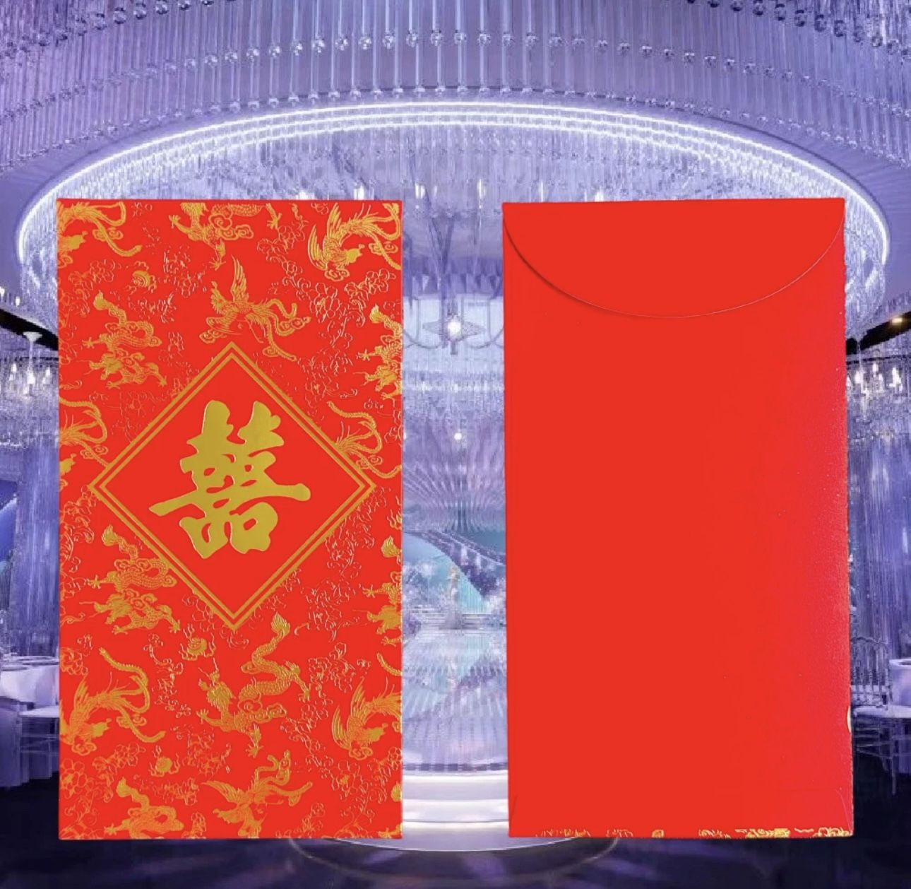 Pack of 100 囍 Double Happiness Wedding New Year Gold Foil Luck Money Packet Birthday Gift