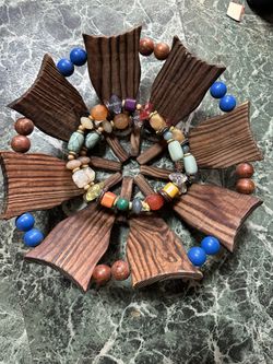  Vintage Mid-Century  Wooden Beaded Bowl 
