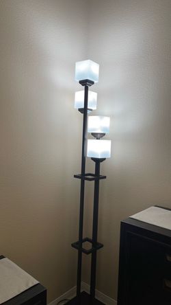 73 inch black iron floor lamp brand new with dimmable lamps and foot control