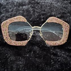 Pink Embellished Sunglasses