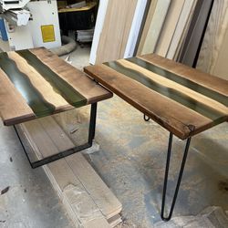 Walnut & Epoxy Coffee And End table 