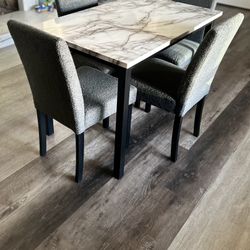 Black White & Gray 5 Piece Marble Dining Set