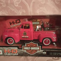 Harley Davidson Diecast Fire Truck With Motorcycle 