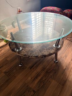 Granite bottom and glass top living room table