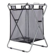 Foldable Clothing Sorter Mesh Bag with Metal Frame, Grey - $19 value