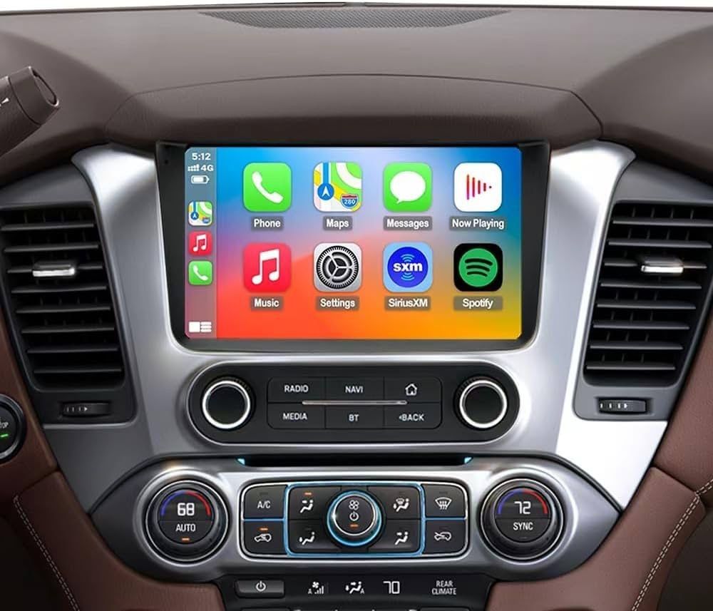 4G Network QLED Radio for GMC Yukon Chevrolet Chevy Tahoe Suburban 2015 2016 2017 2018 2019 Non-Bose Upgrade,8-Core Touch Screen Stereo,Wireless CarPl