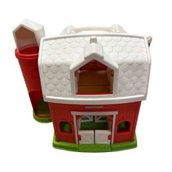 Fisher-Price Little People Animal Sounds Farm Red Barn Playset Fold Out Silo