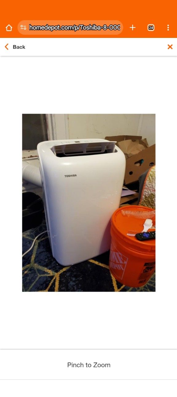 Toshiba8,000 BTU Portable Air Conditioner Cools 350 with