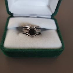 Black Diamond Wedding Ring W/ Wedding Band