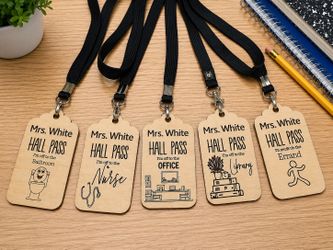 Personalized wooden hall passes